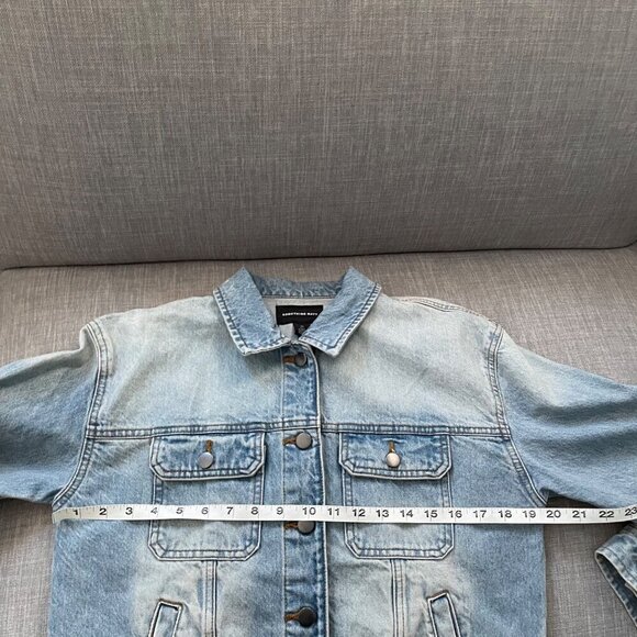 Something Navy Blue Light Wash Denim Jean Jacket Womens Size XS Classic Preppy - Picture 6 of 7